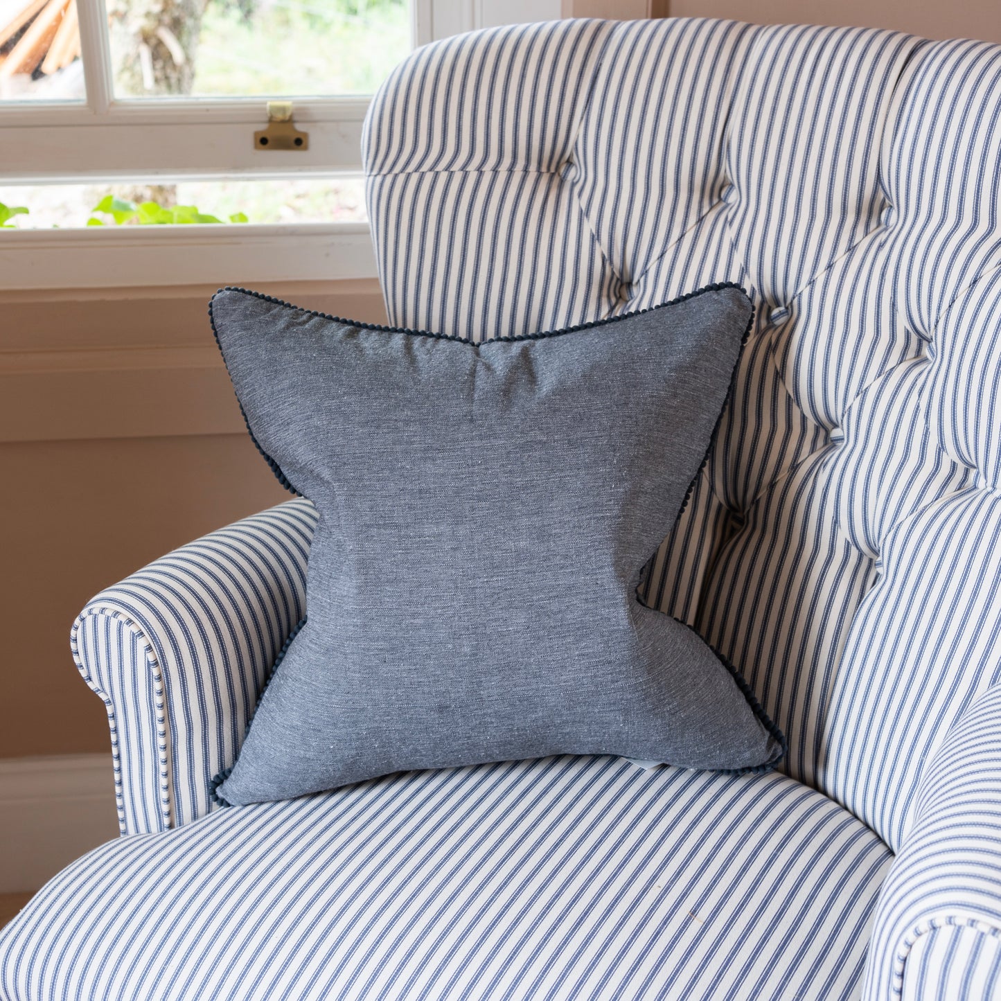 Cushion with Pom Pom Trim (45x45cm)