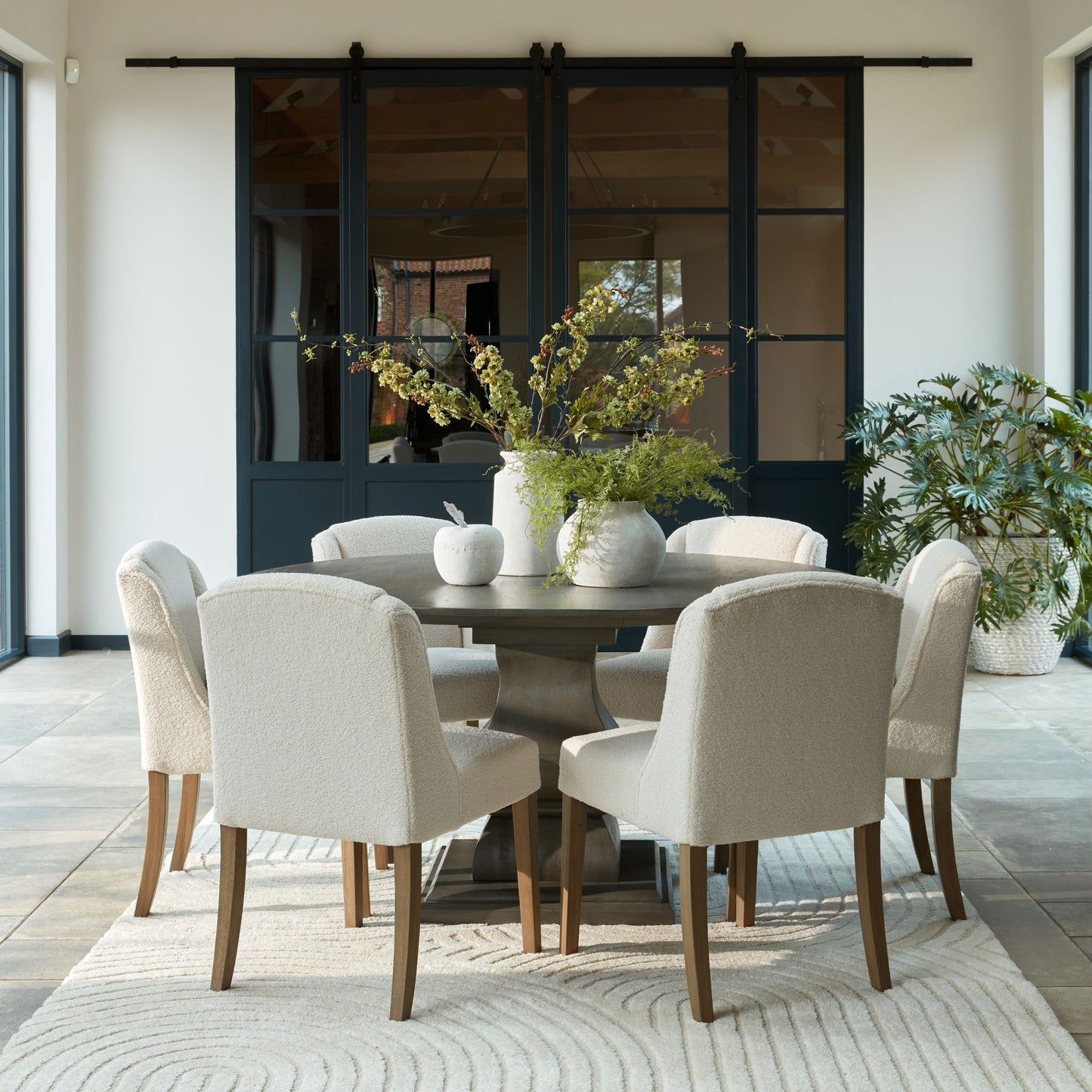 Cream Bouclé Dining Chair