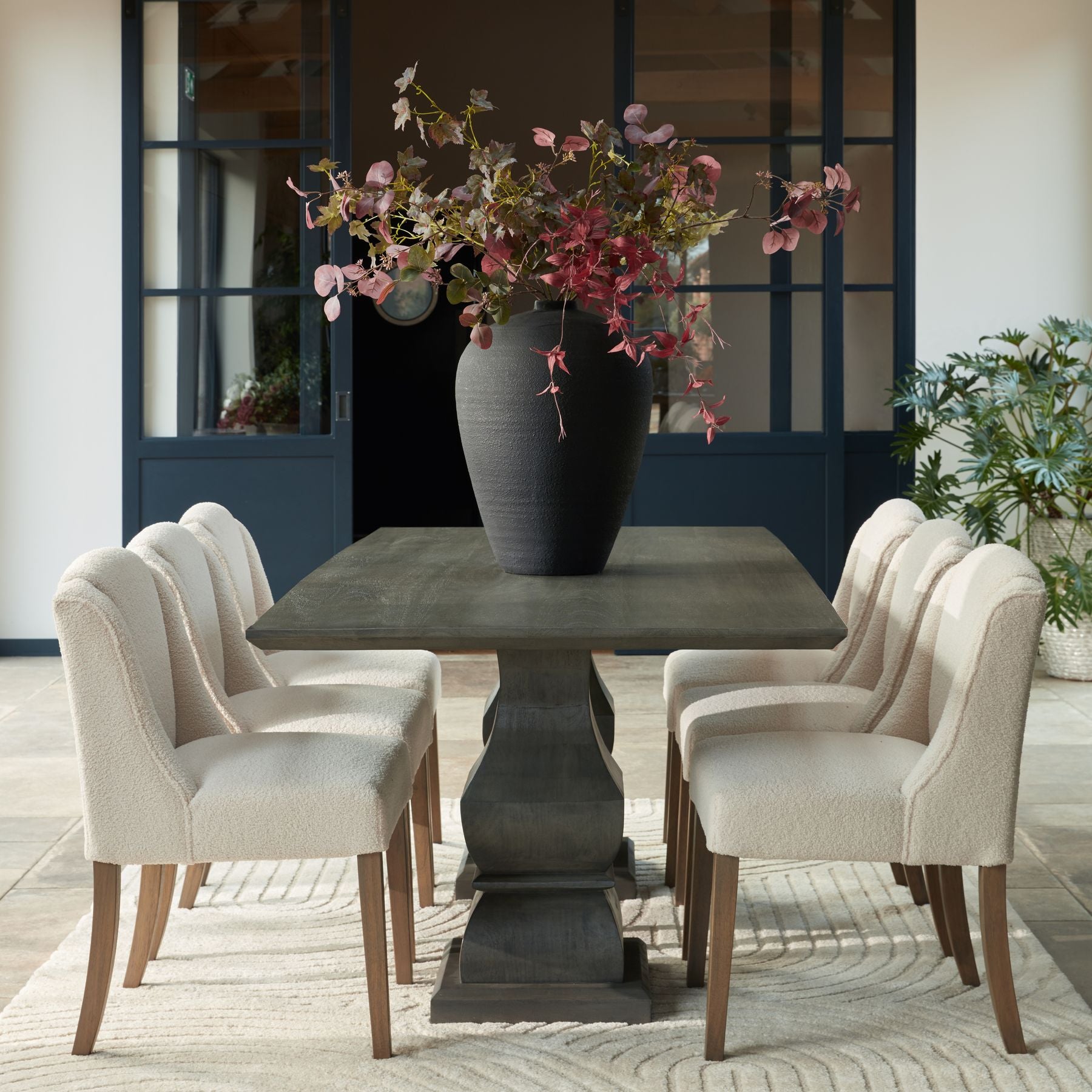 Cream Bouclé Dining Chair