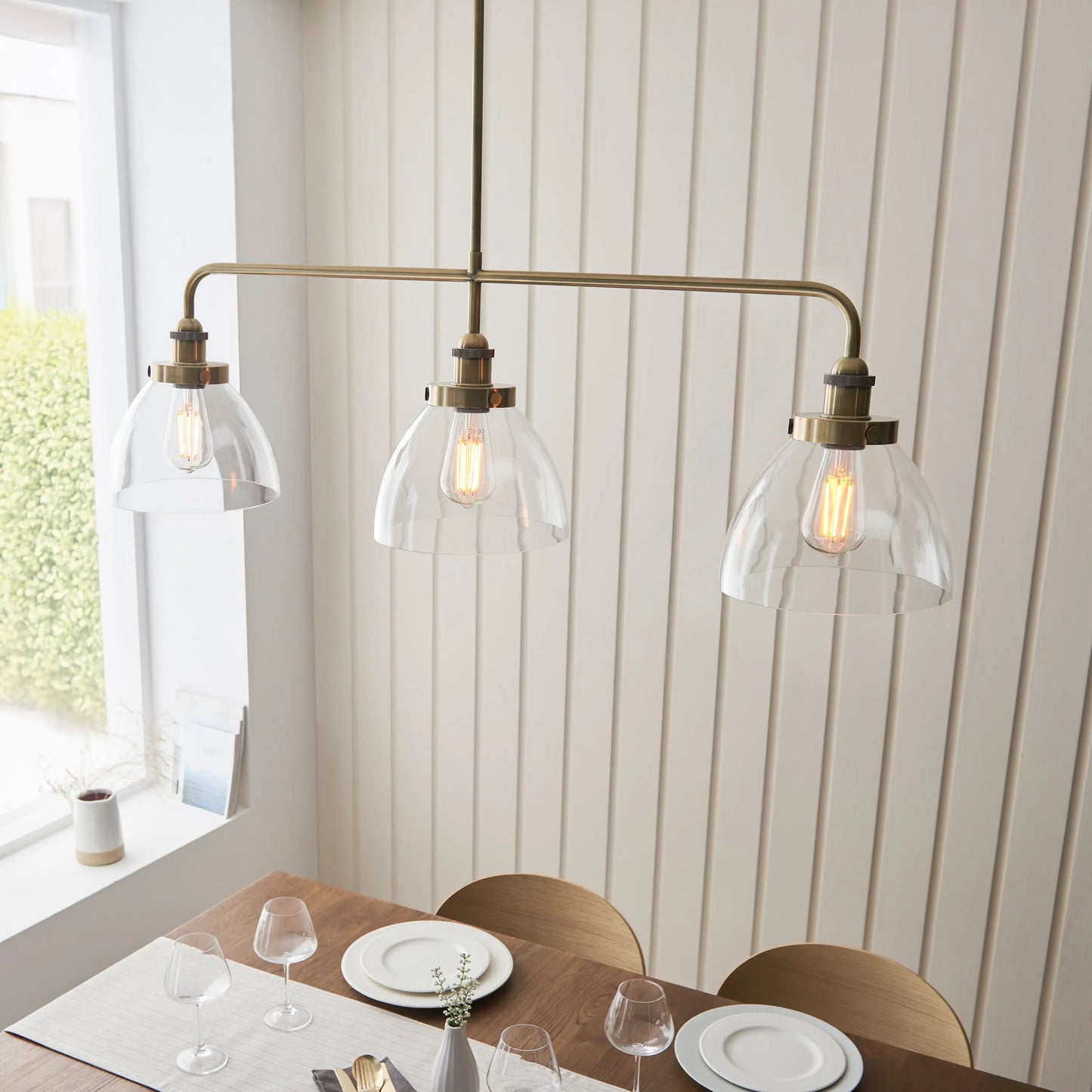 Baxter Linear 3 Pendant Light (Antique Brass)