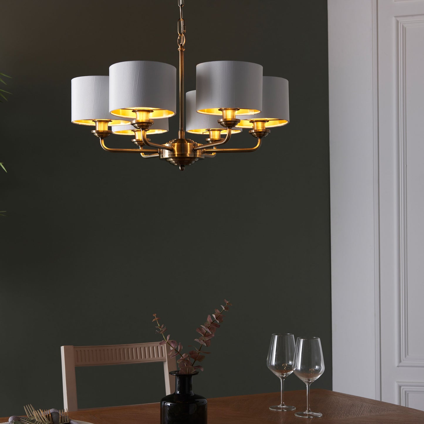 Galway Multi Arm Pendant Light (Antique Brass)