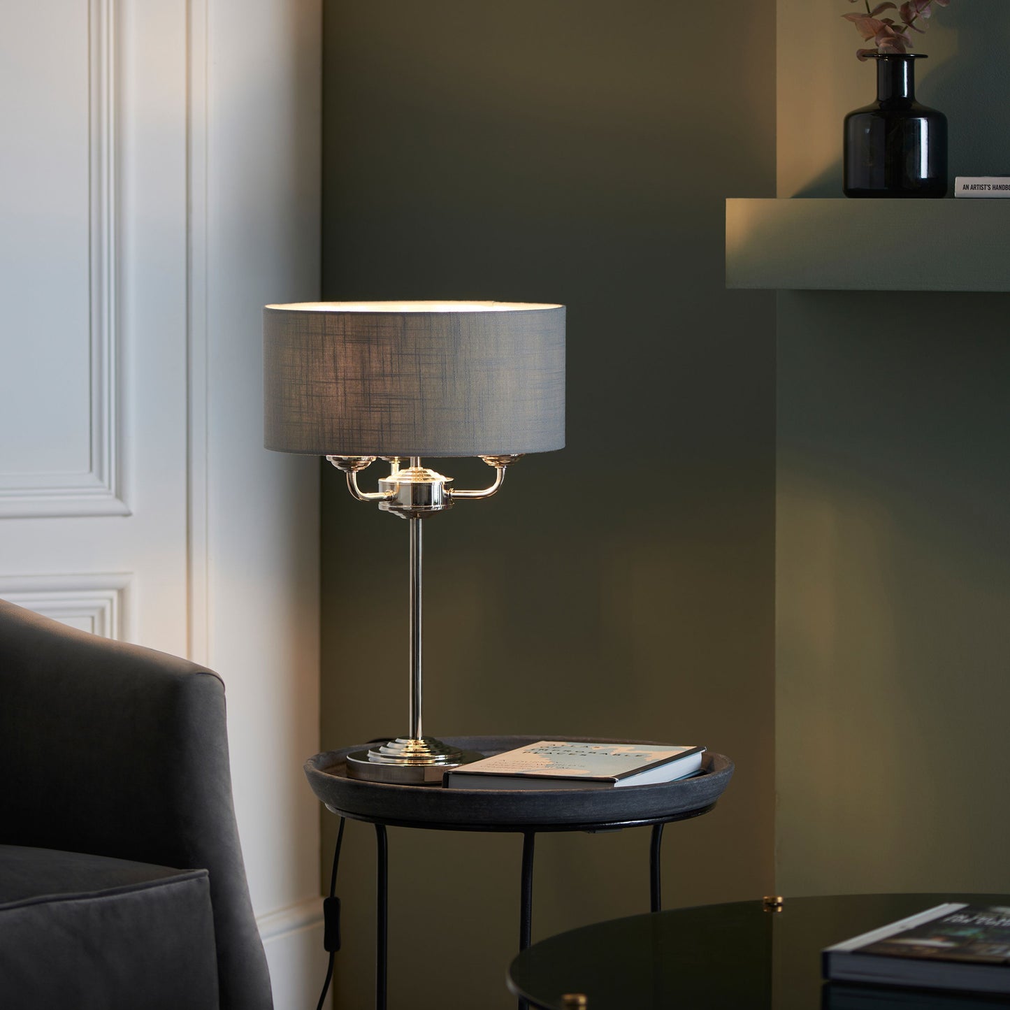 Galway 3 Light Table Lamp (Nickel)