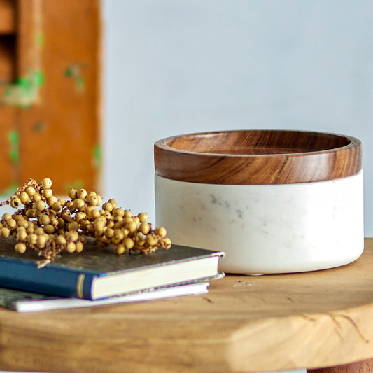 Marble Jar with Wooden Lid