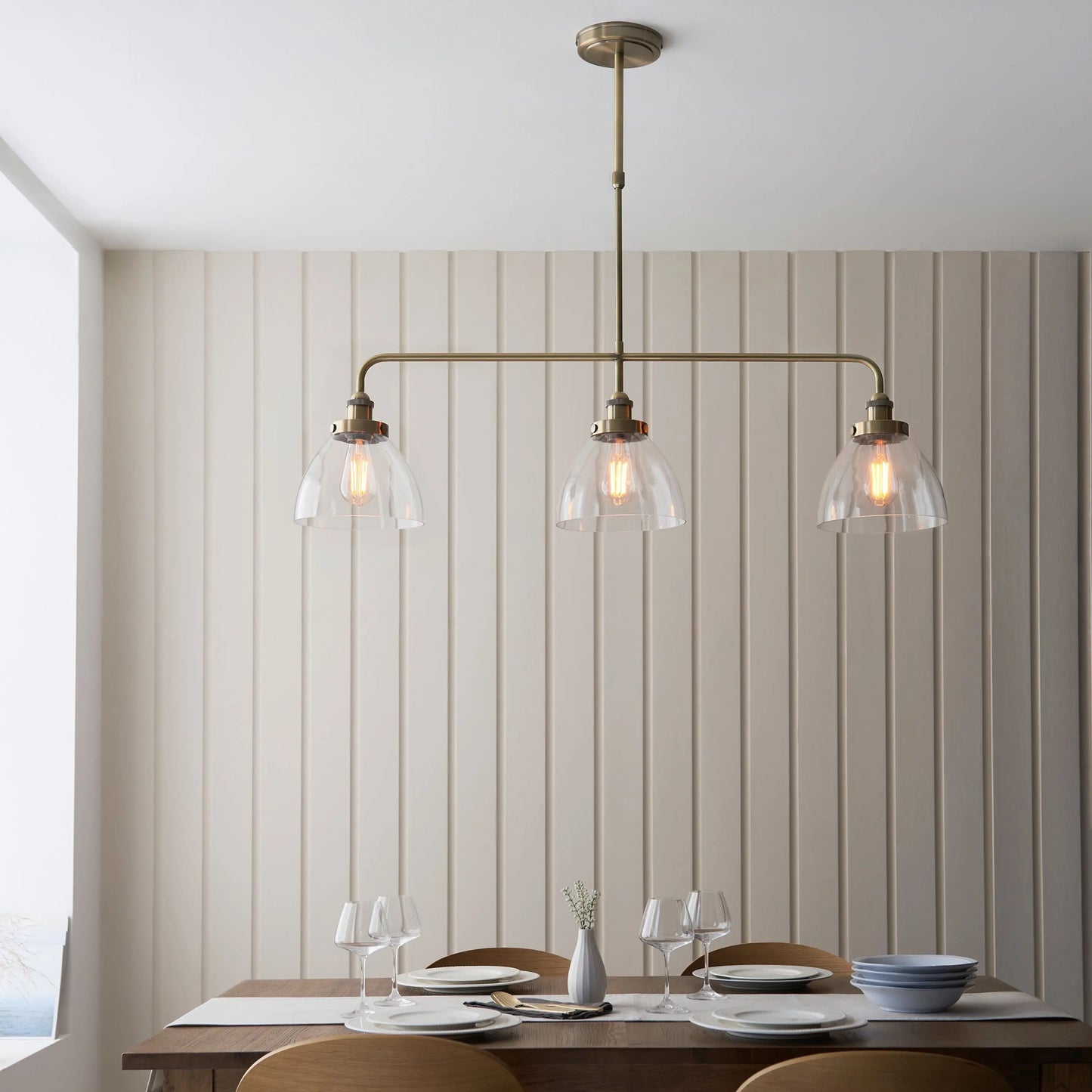 Baxter Linear 3 Pendant Light (Antique Brass)