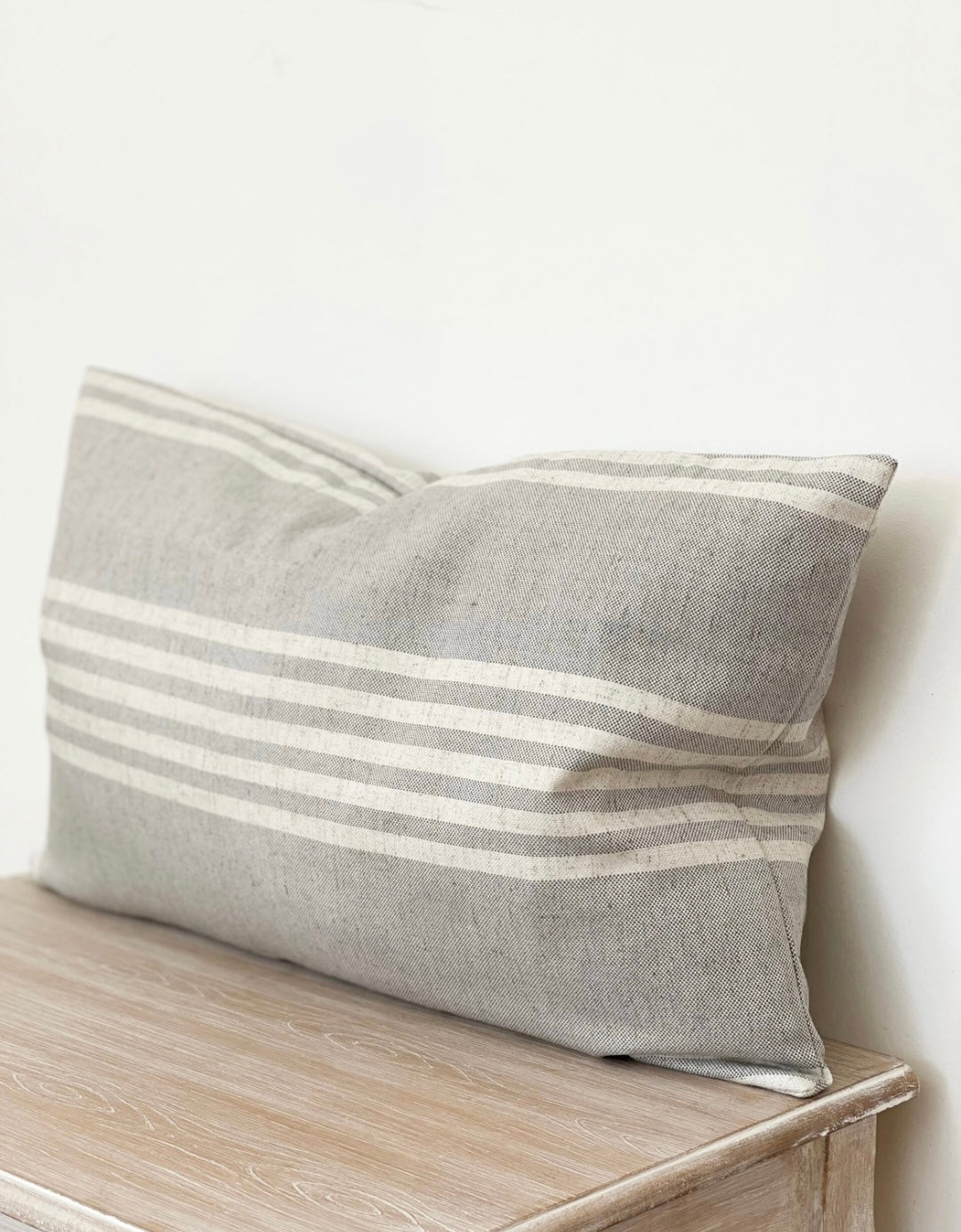 Emma Cushion Cover Grey with Cream Stripes (50x30cm)