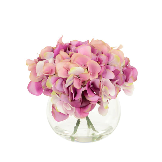 Pink Hydrangea in Round Vase