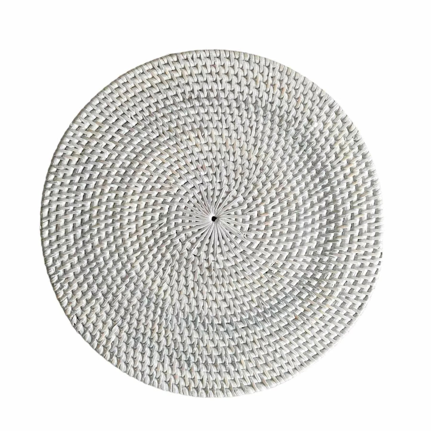 Round Whitewashed Rattan Placemat