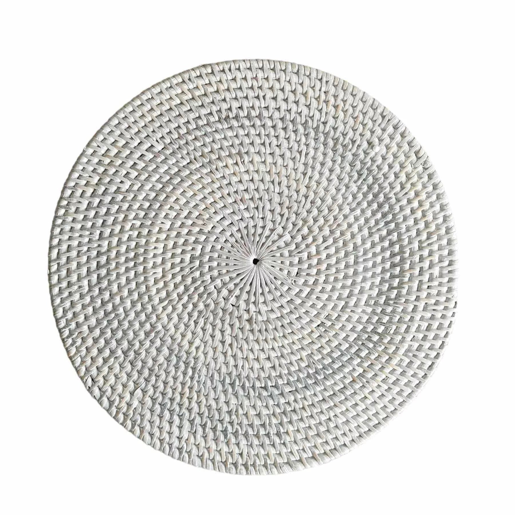 Round Whitewashed Rattan Placemat