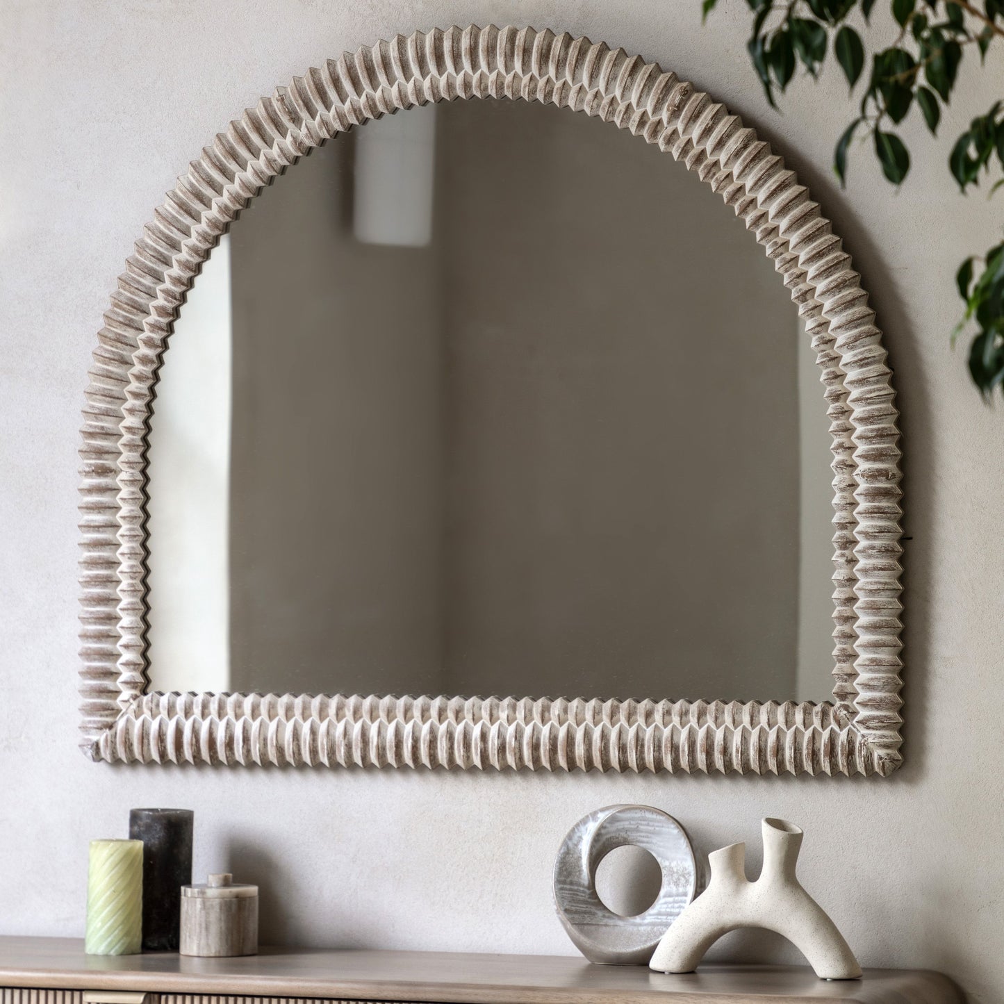 Wycombe Overmantle Mirror (Whitewashed)