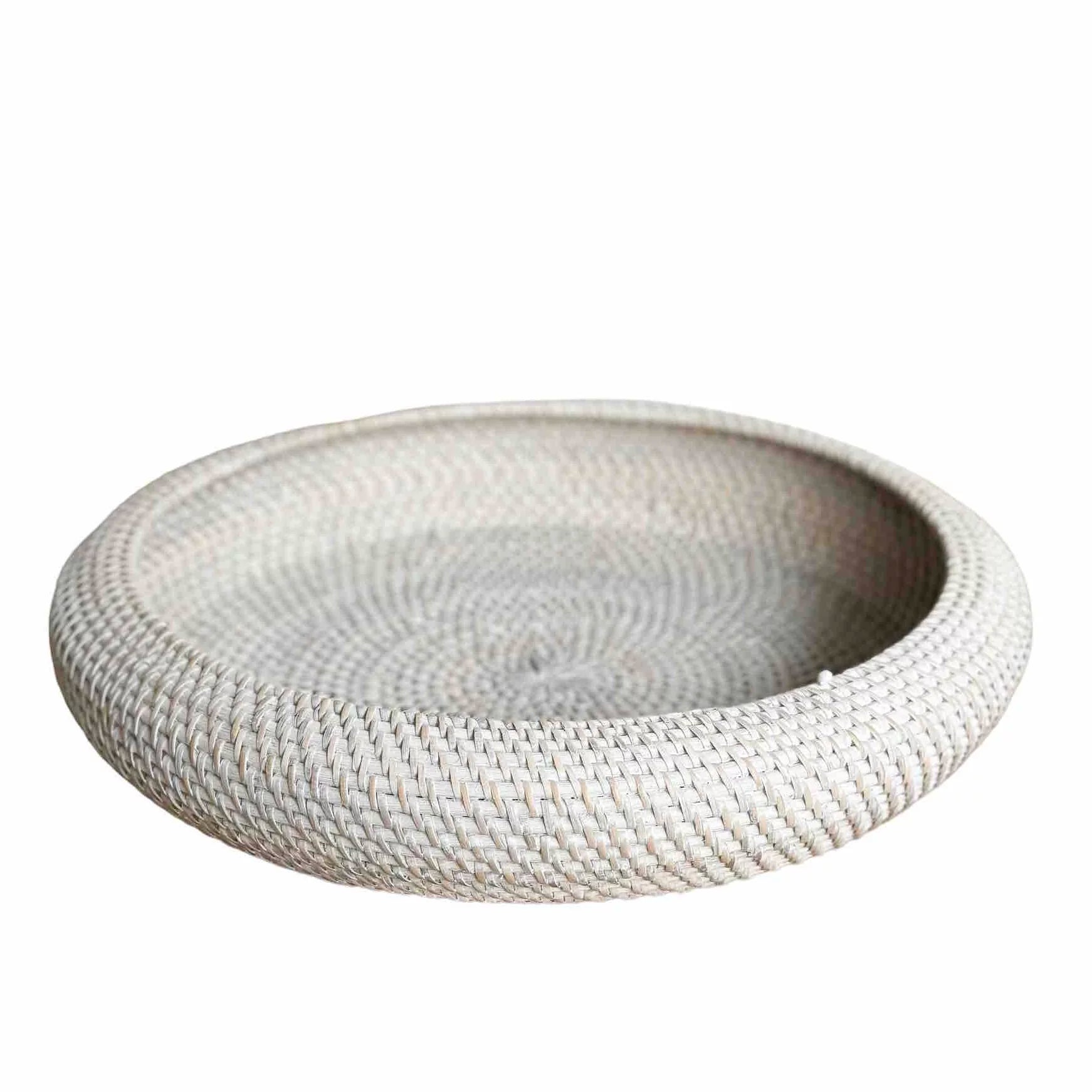 Whitewashed Rattan Bowl
