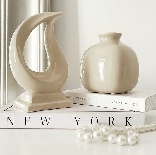 Small Ceramic Vase (Beige)