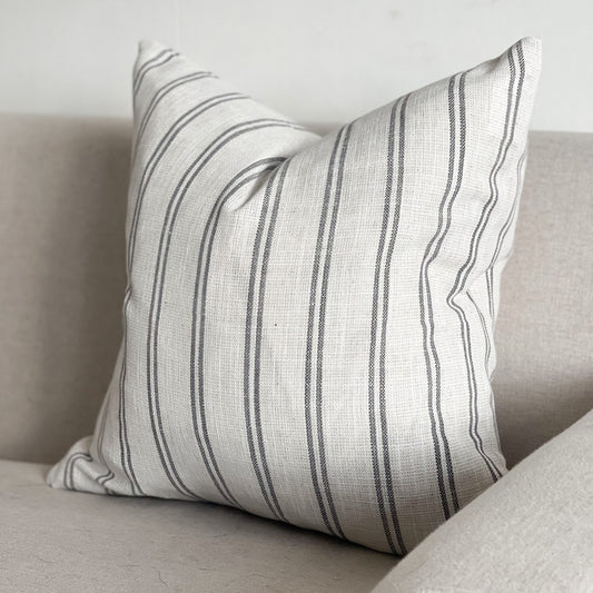 Addison Cushion Cover with Dark Grey Stripe (45x45cm)