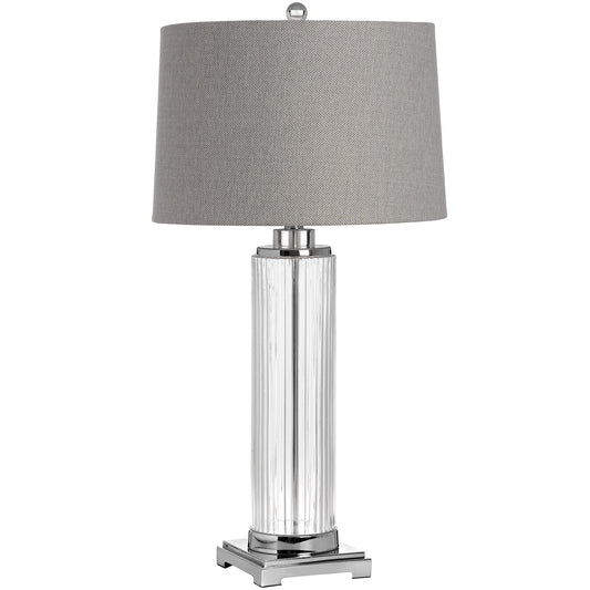 Chrome Table Lamp with Grey Shade