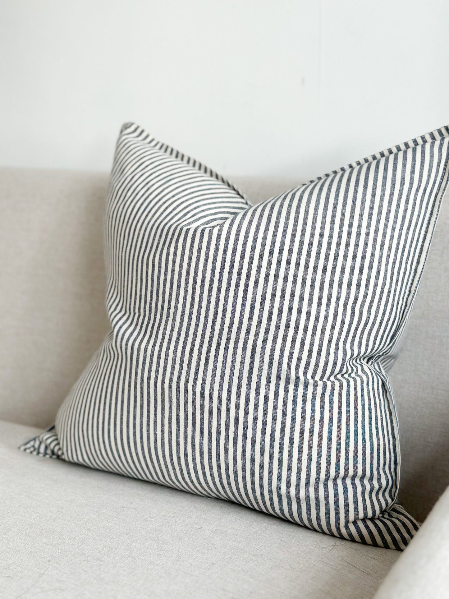Jessica Cushion Cover with Thin Navy Stripes (45x45cm)