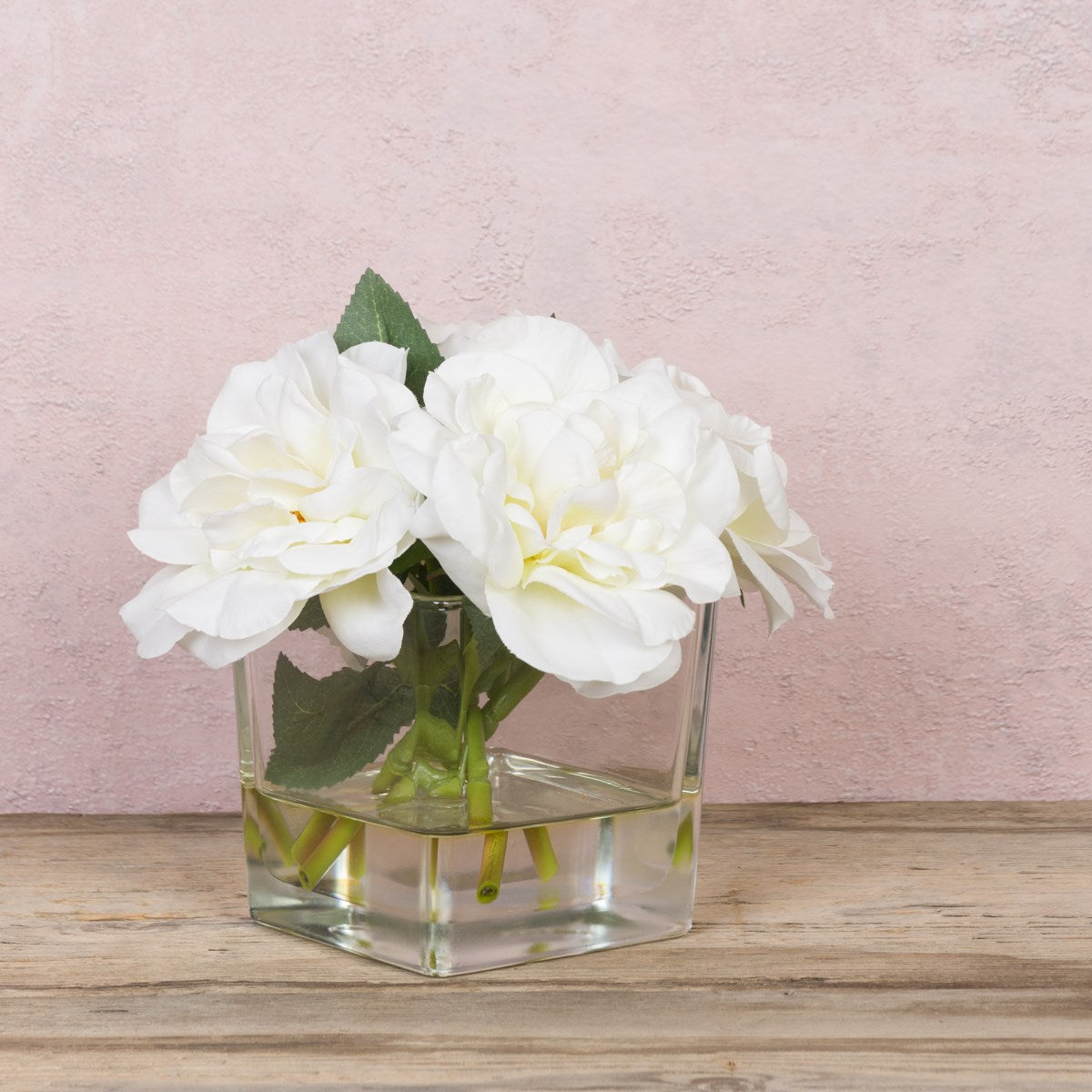 Roses in Square Vase