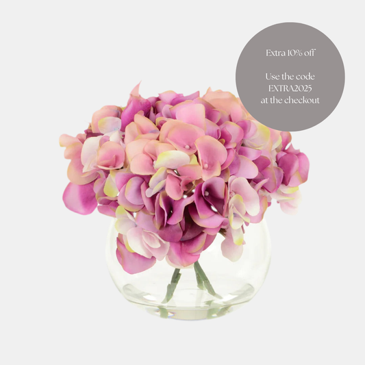 Pink Hydrangea in Round Vase