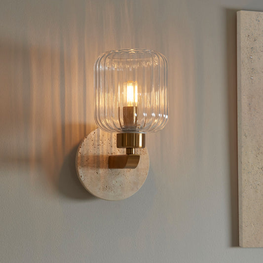 Sheridan Ribbed Wall Light (Travertine)