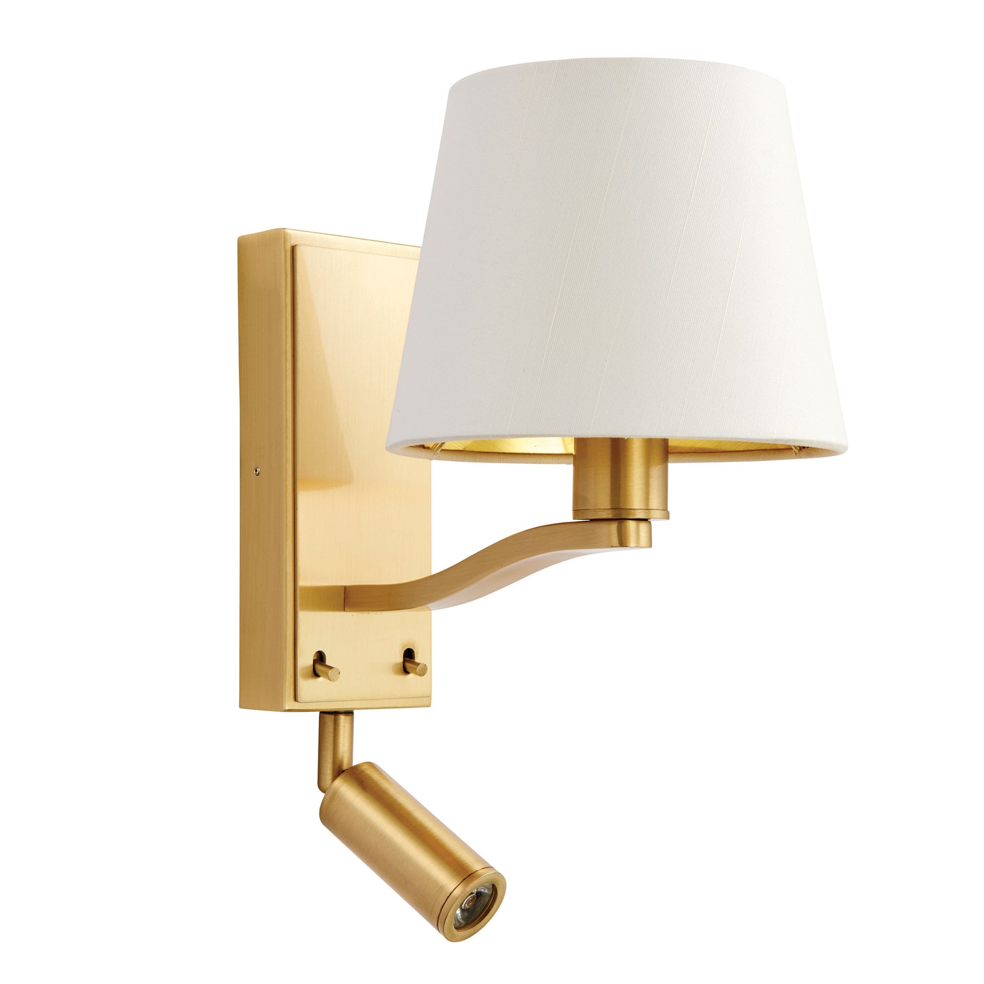 Brushed Gold Wall Light with Reading Light