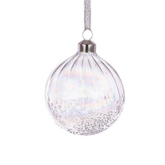 Textured Glass Christmas Bauble 8cm