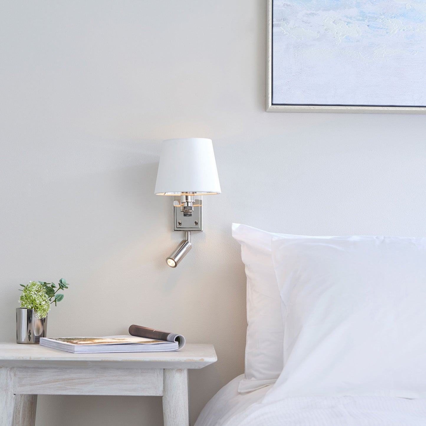 Nickel Wall Light with Reading Light