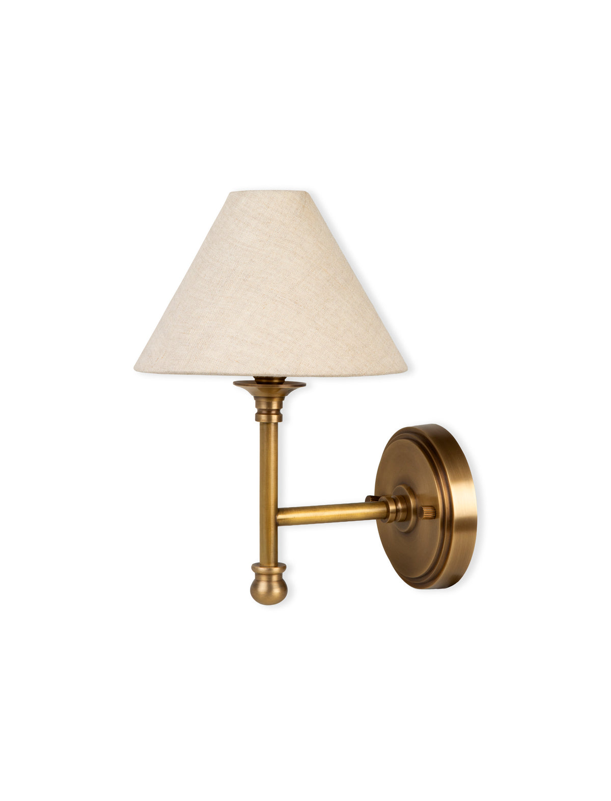 Kelmscot Wall Light Linen Shade - Brass, Antique Brass Finish