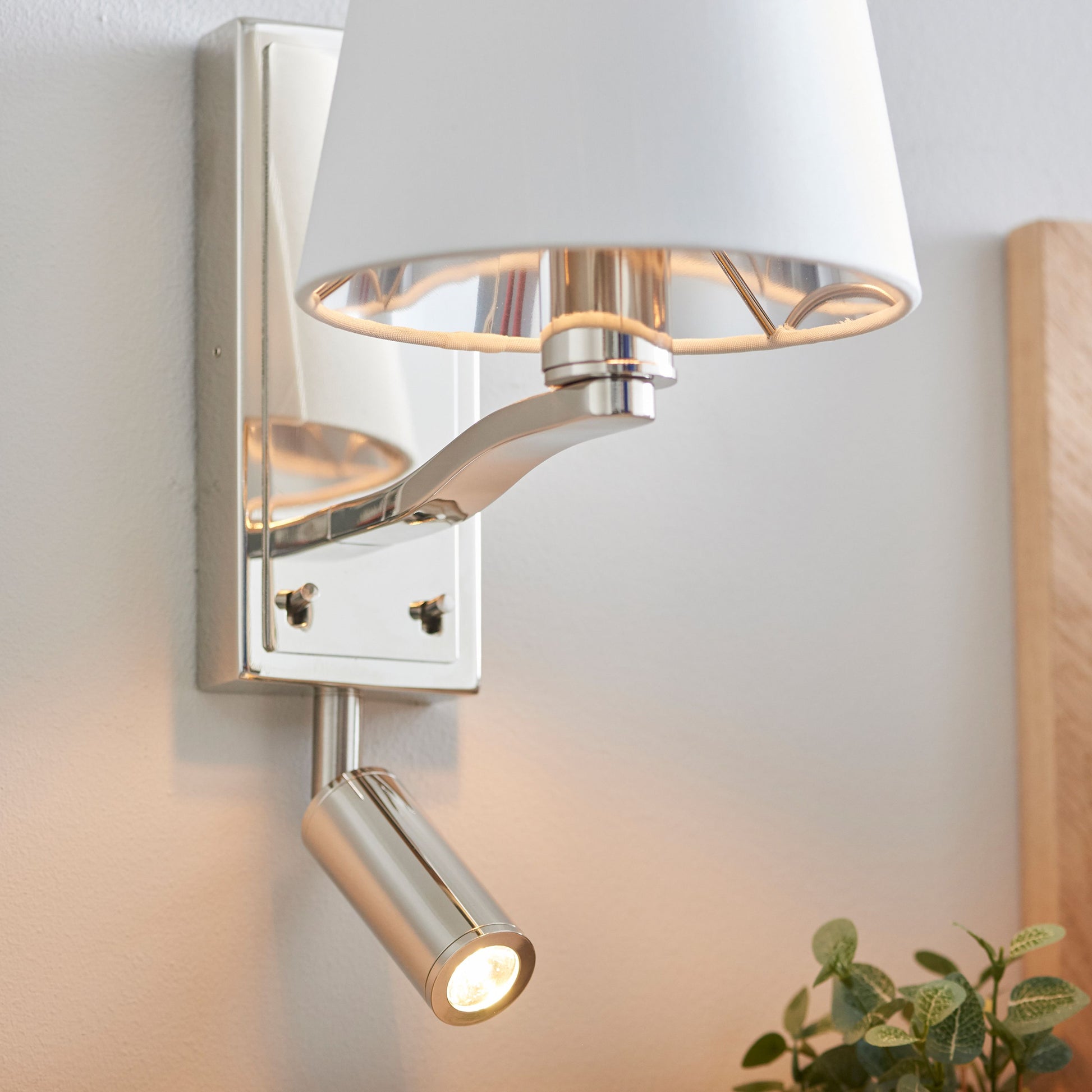 Nickel Wall Light with Reading Light