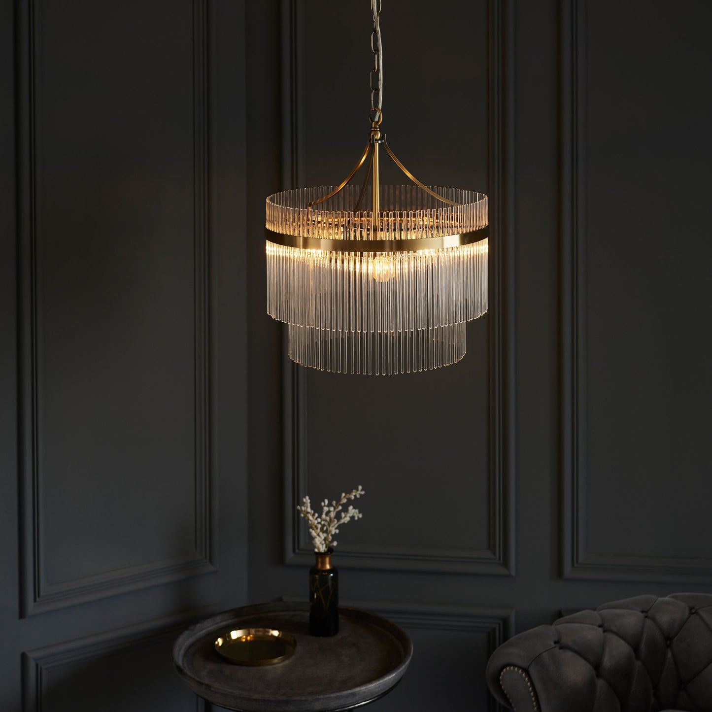 Menton 3 Pendant Light (Antique Brass)