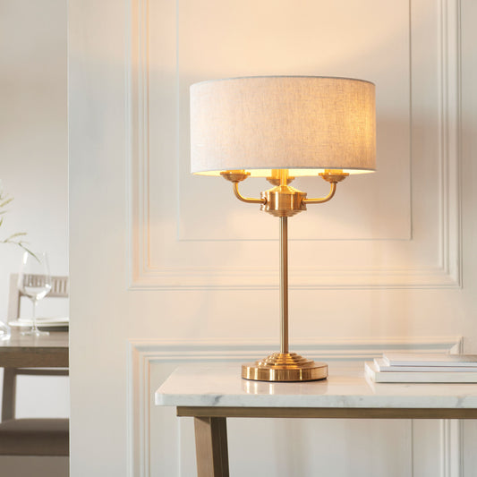 Galway 3 Light Table Lamp (Vintage Brass)