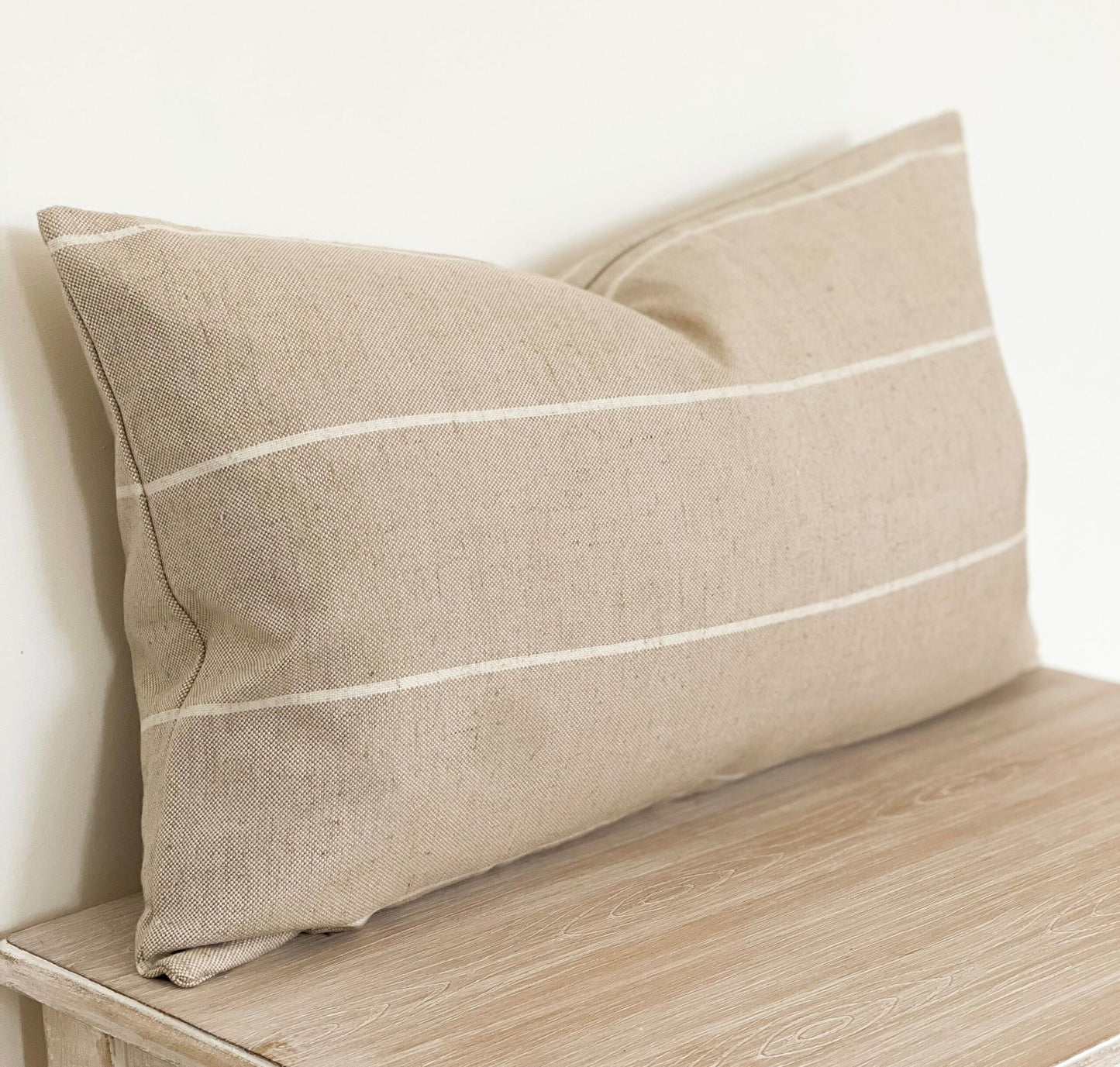 Jennifer Cushion Cover Beige with Thin Cream Stripes (50x30cm)