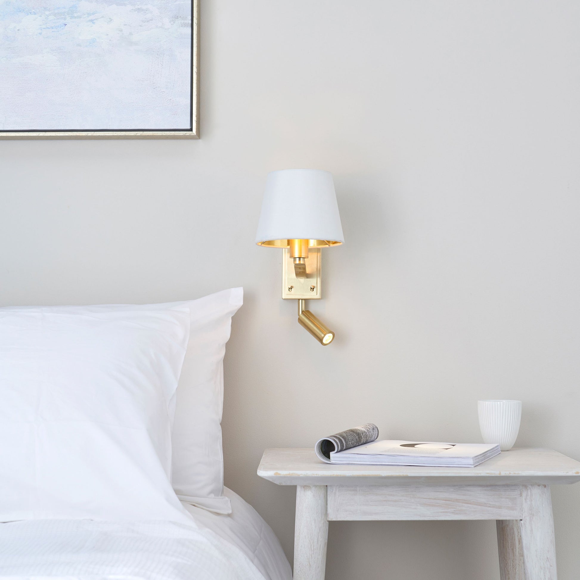 Brushed Gold Wall Light with Reading Light