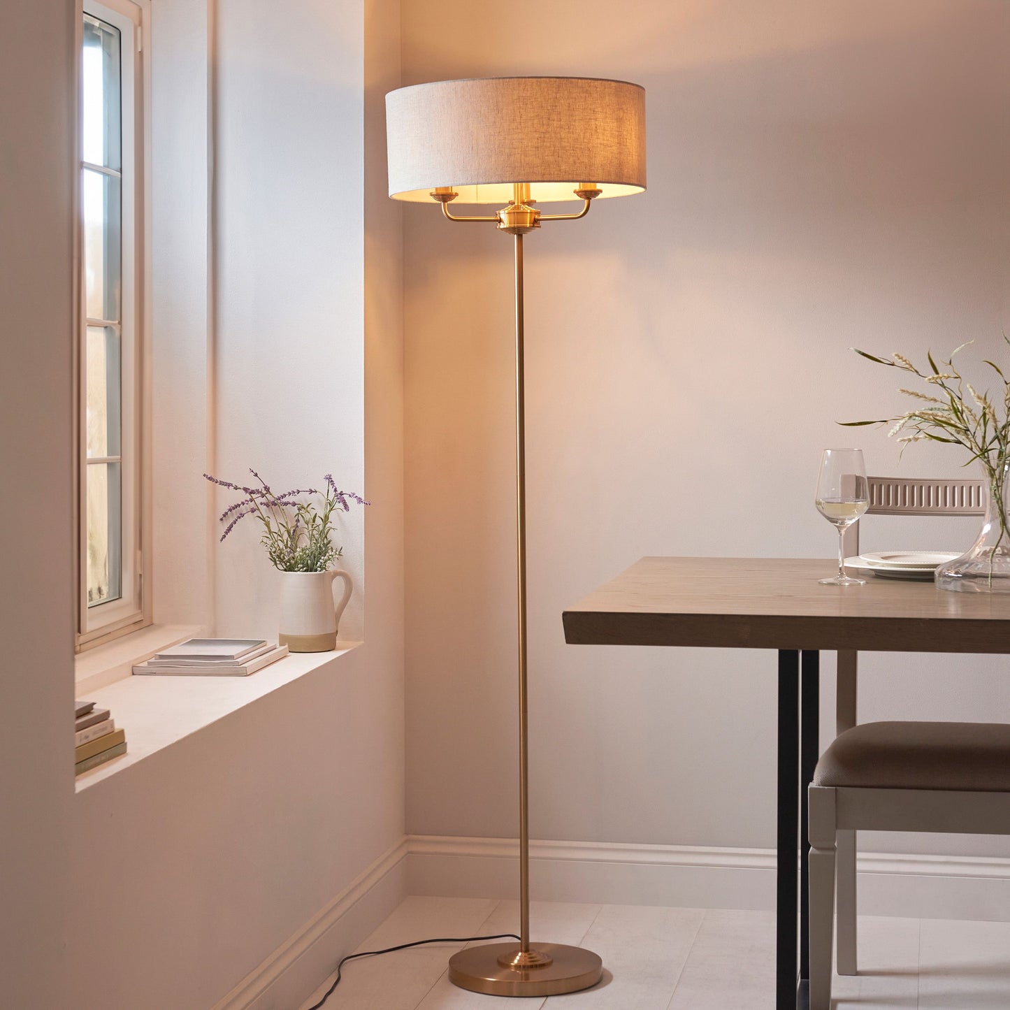 Galway 3 Light Floor Lamp (Vintage Brass)