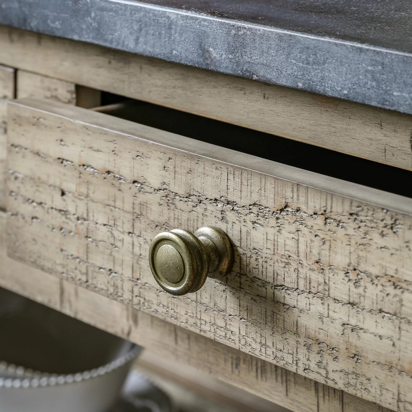 Wooden Console Table with Marble Top