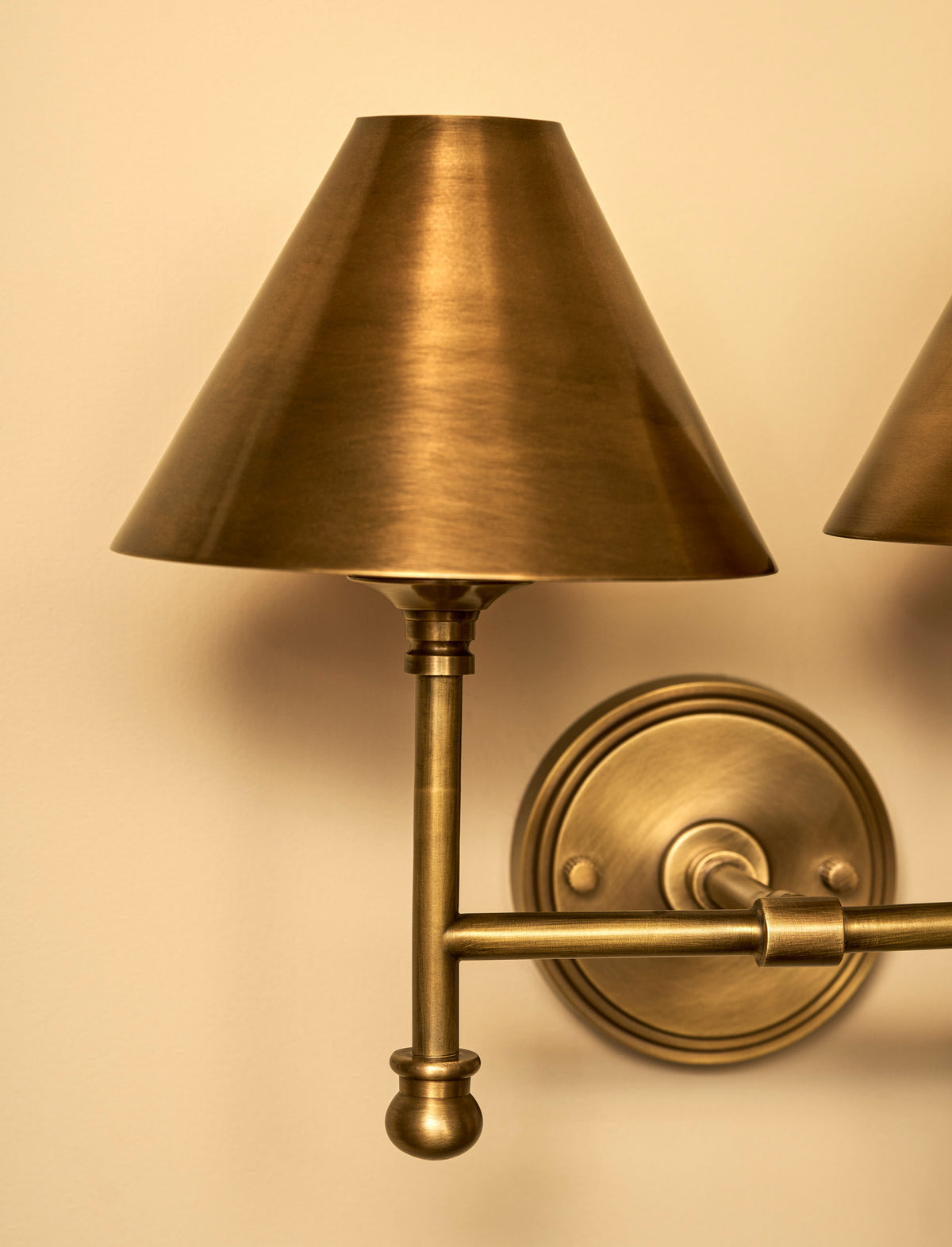 Kelmscot Wall Light - Iron & Brass, Antique Brass Finish, Double