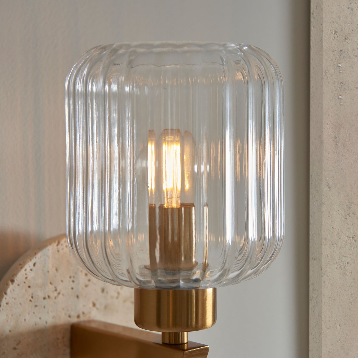 Sheridan Ribbed Wall Light (Travertine)