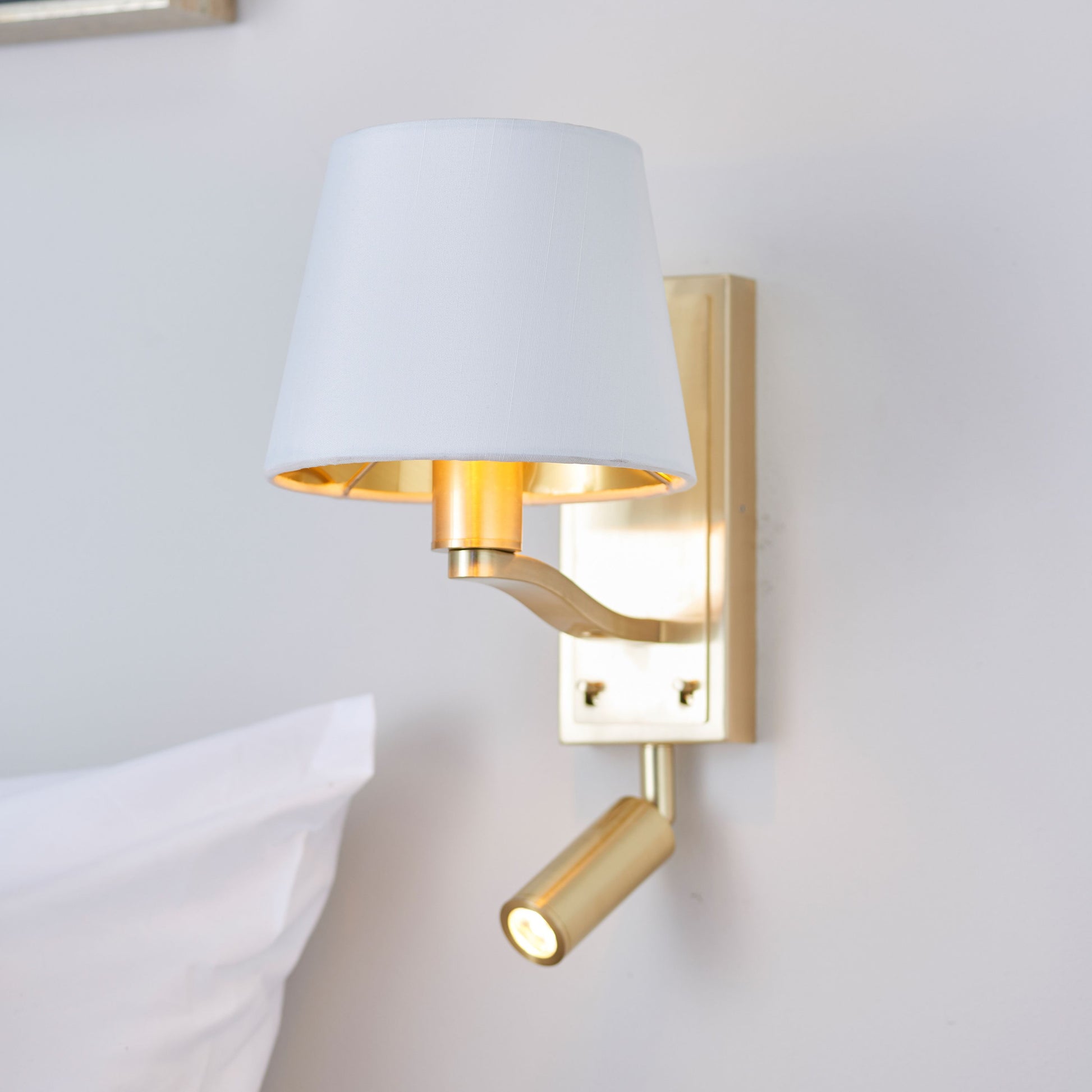 Brushed Gold Wall Light with Reading Light