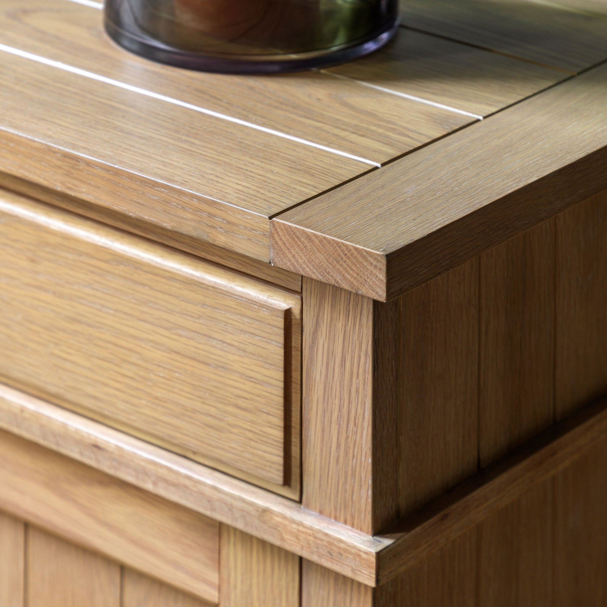 Close-up of a wooden cabinet with a smooth finish