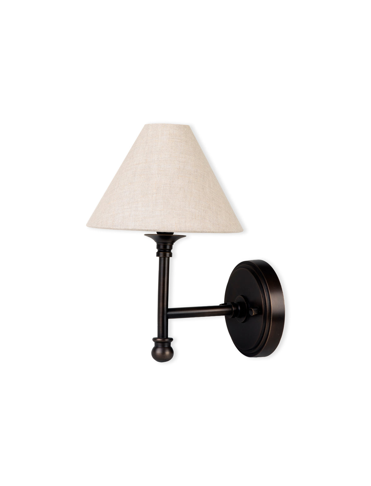 Kelmscot Wall Light Linen Shade - Brass, Antique Bronze Finish