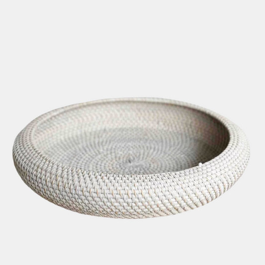 Whitewashed Rattan Bowl