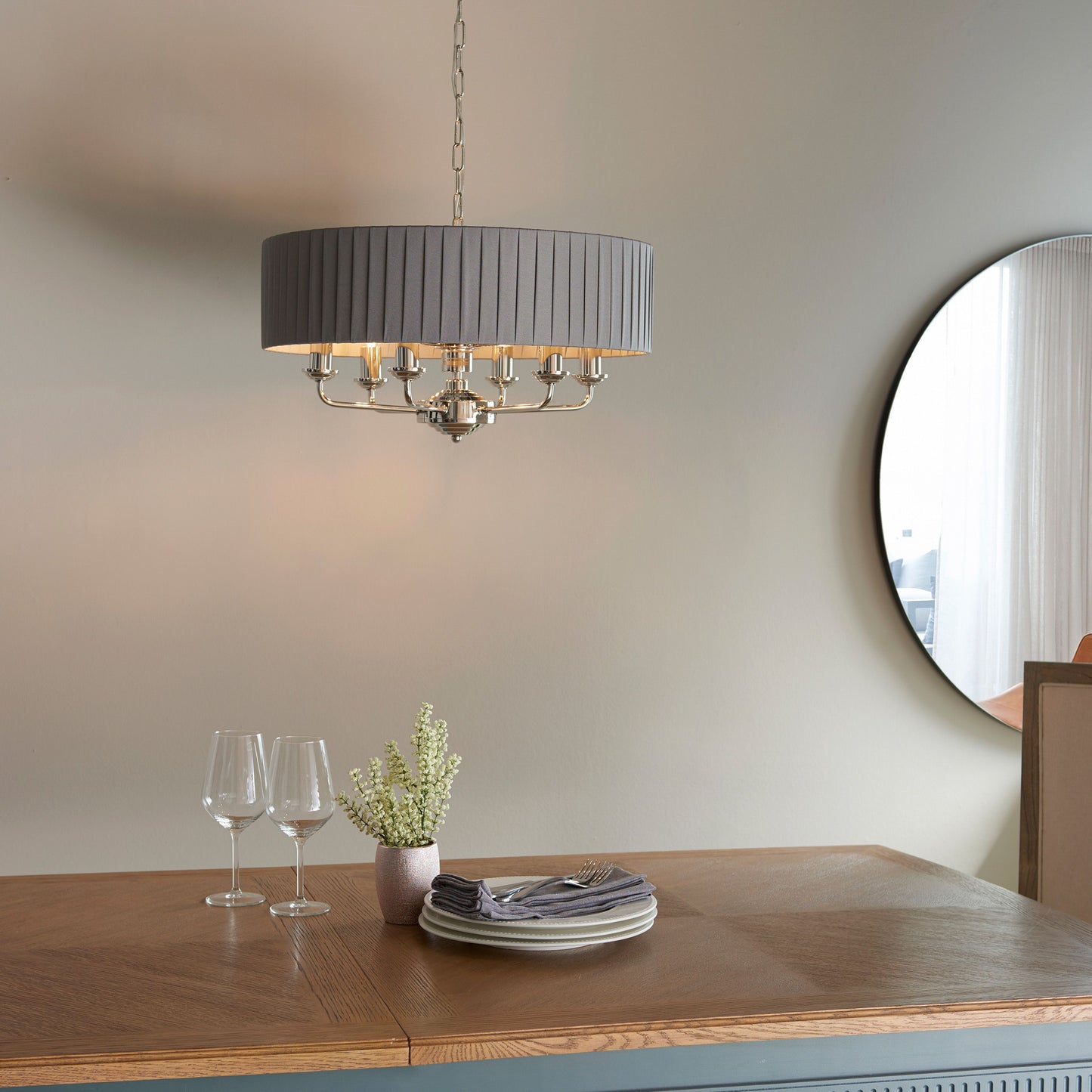 Galway 6 Pleated Pendant Light (Nickel)