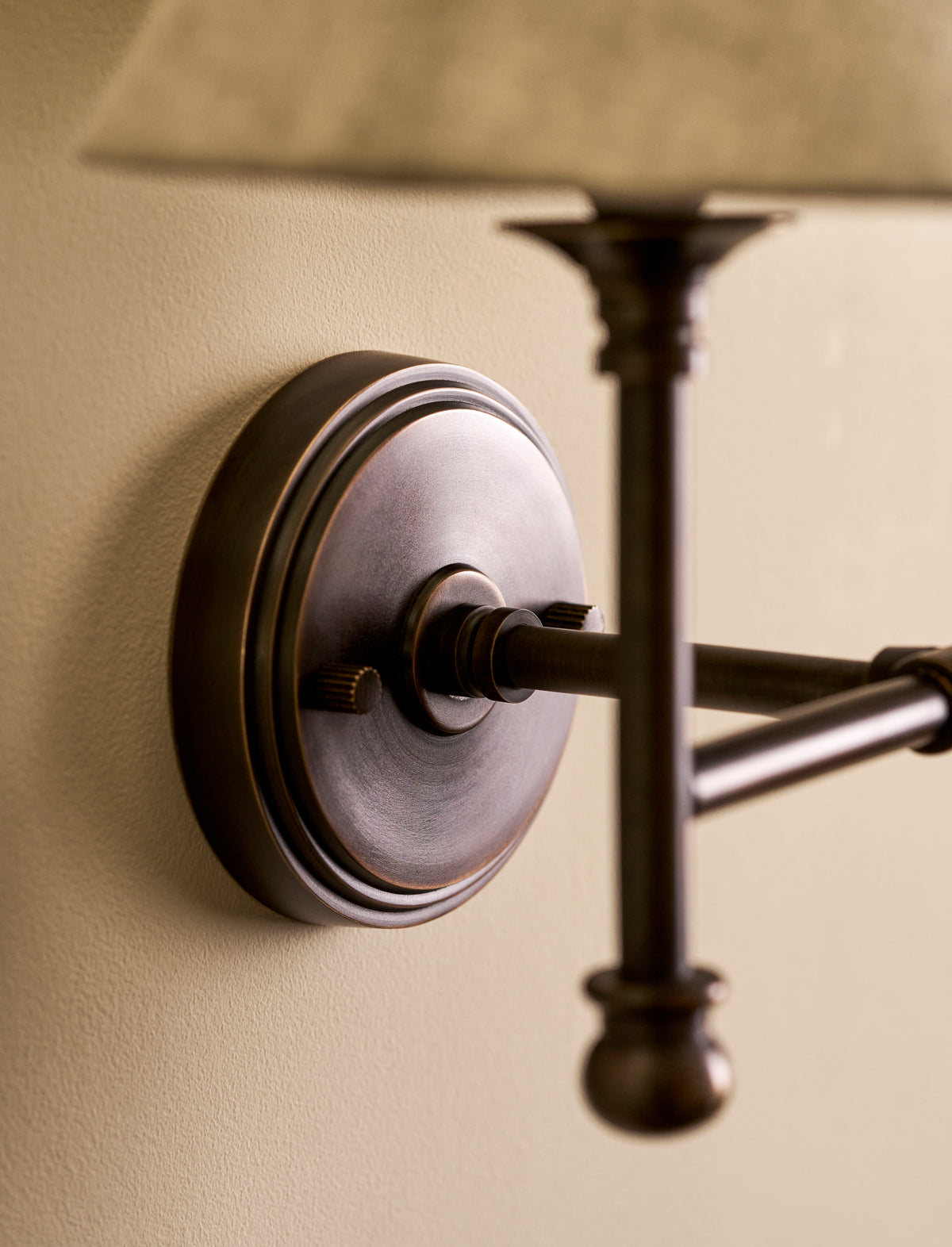 Kelmscot Wall Light - Brass & Linen, Antique Bronze Finish, Double