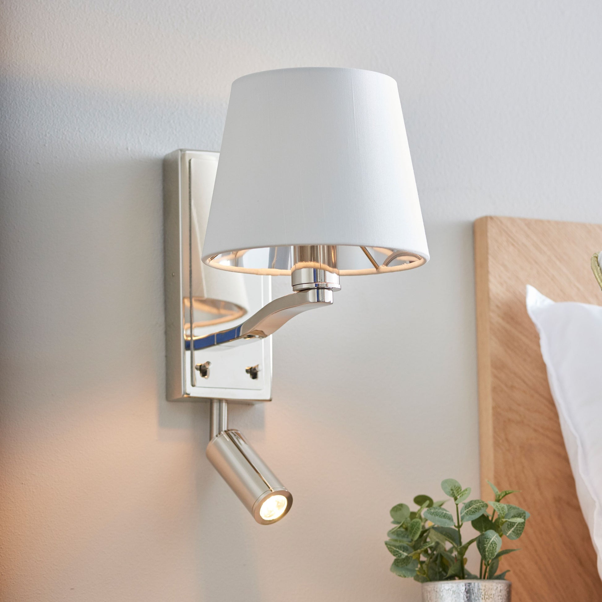 Nickel Wall Light with Reading Light