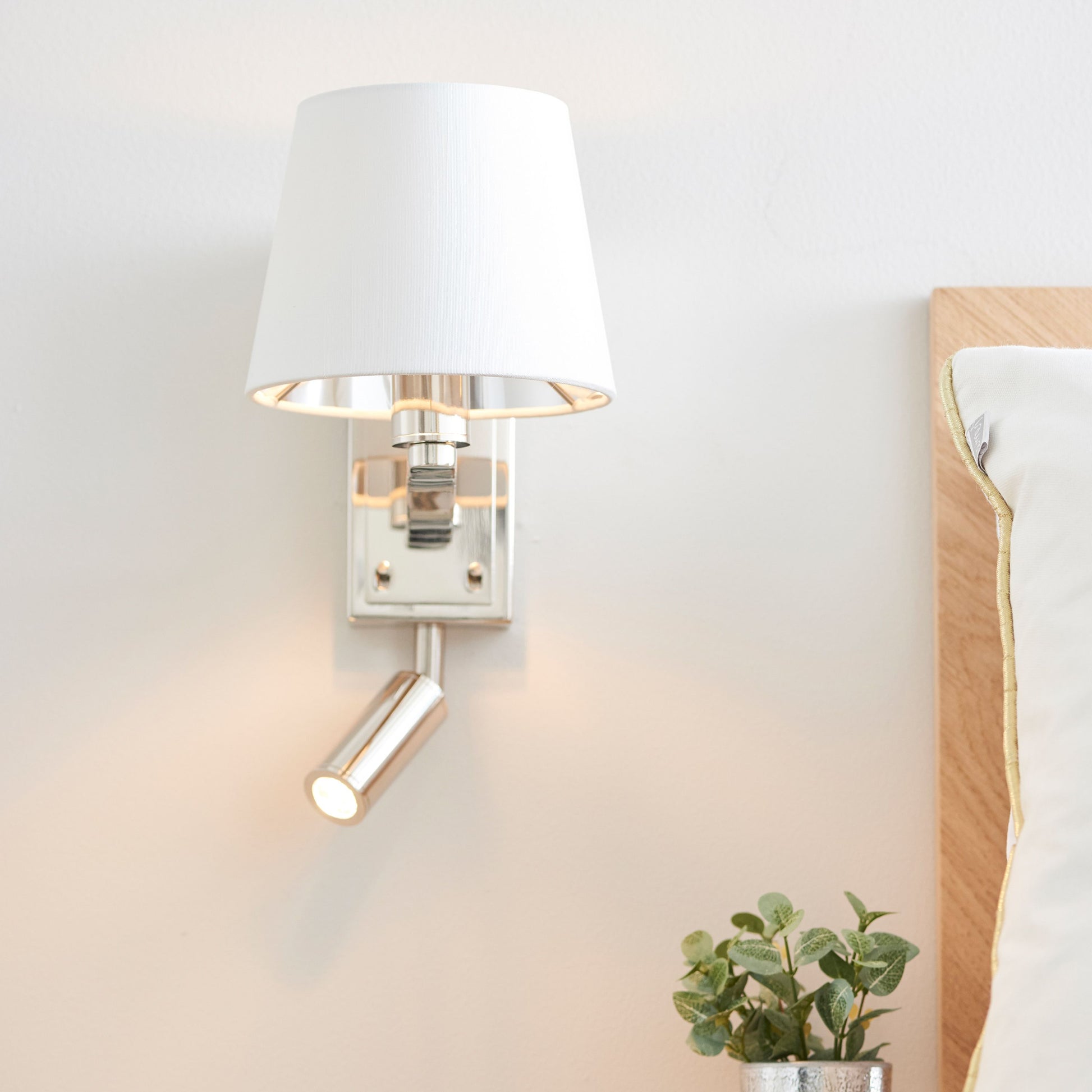 Nickel Wall Light with Reading Light