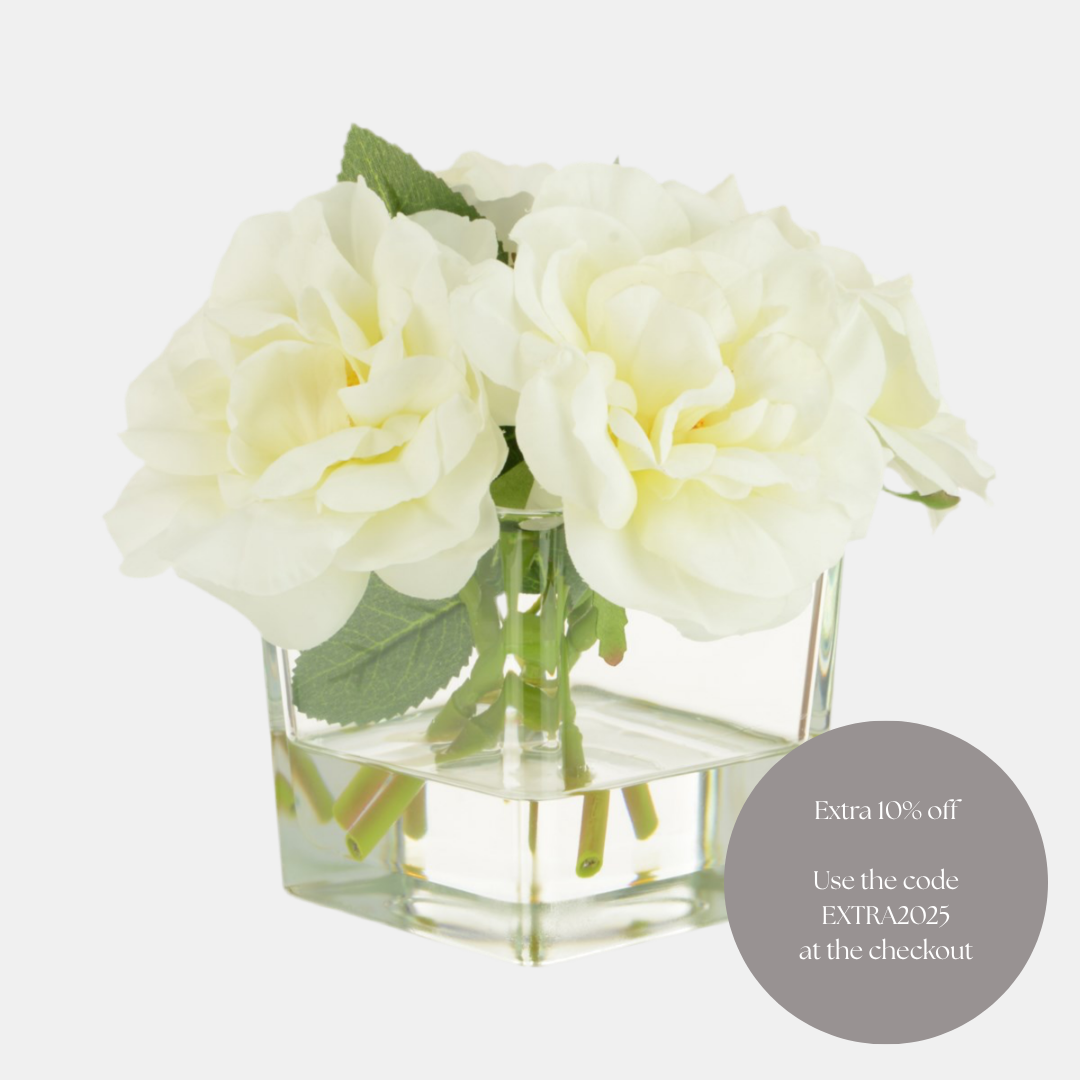 Roses in Square Vase