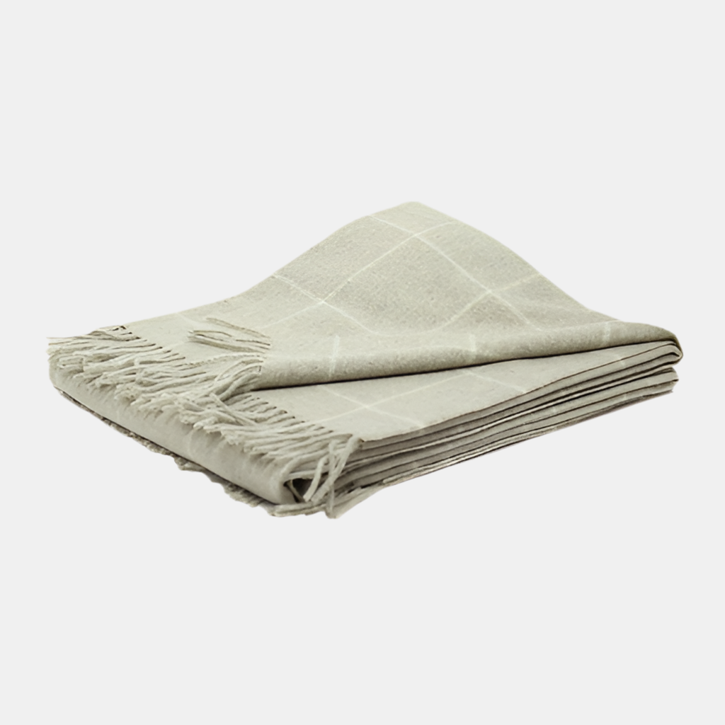 Hampton 100% Wool Check Throw (Beige)