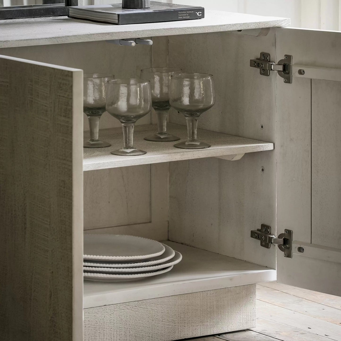 Rustic Sideboard with Whitewash Finish