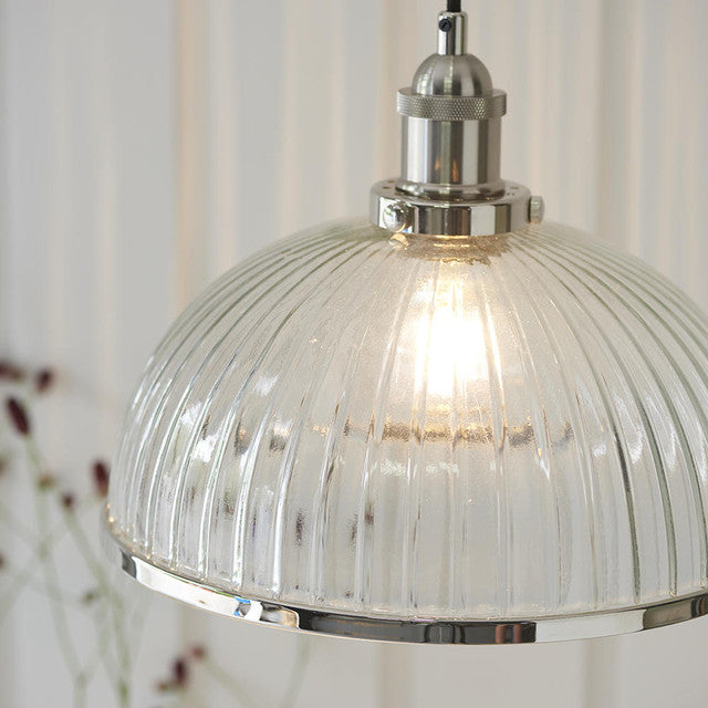 Glass and Nickel Pendant Light