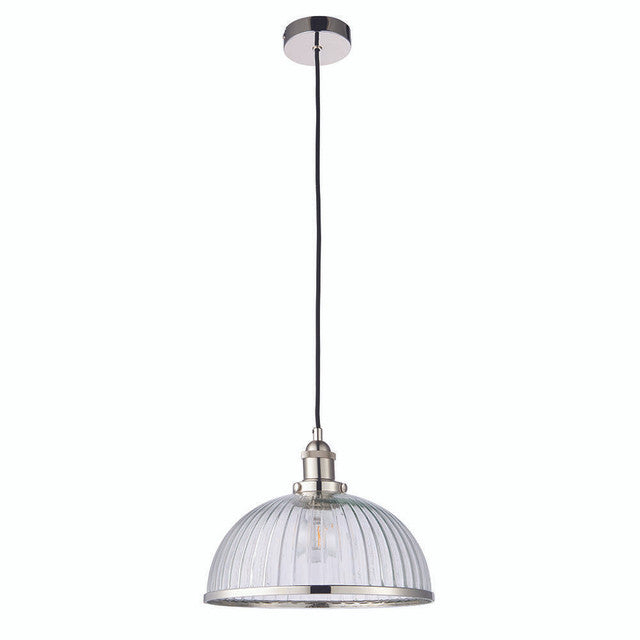 Glass and Nickel Pendant Light