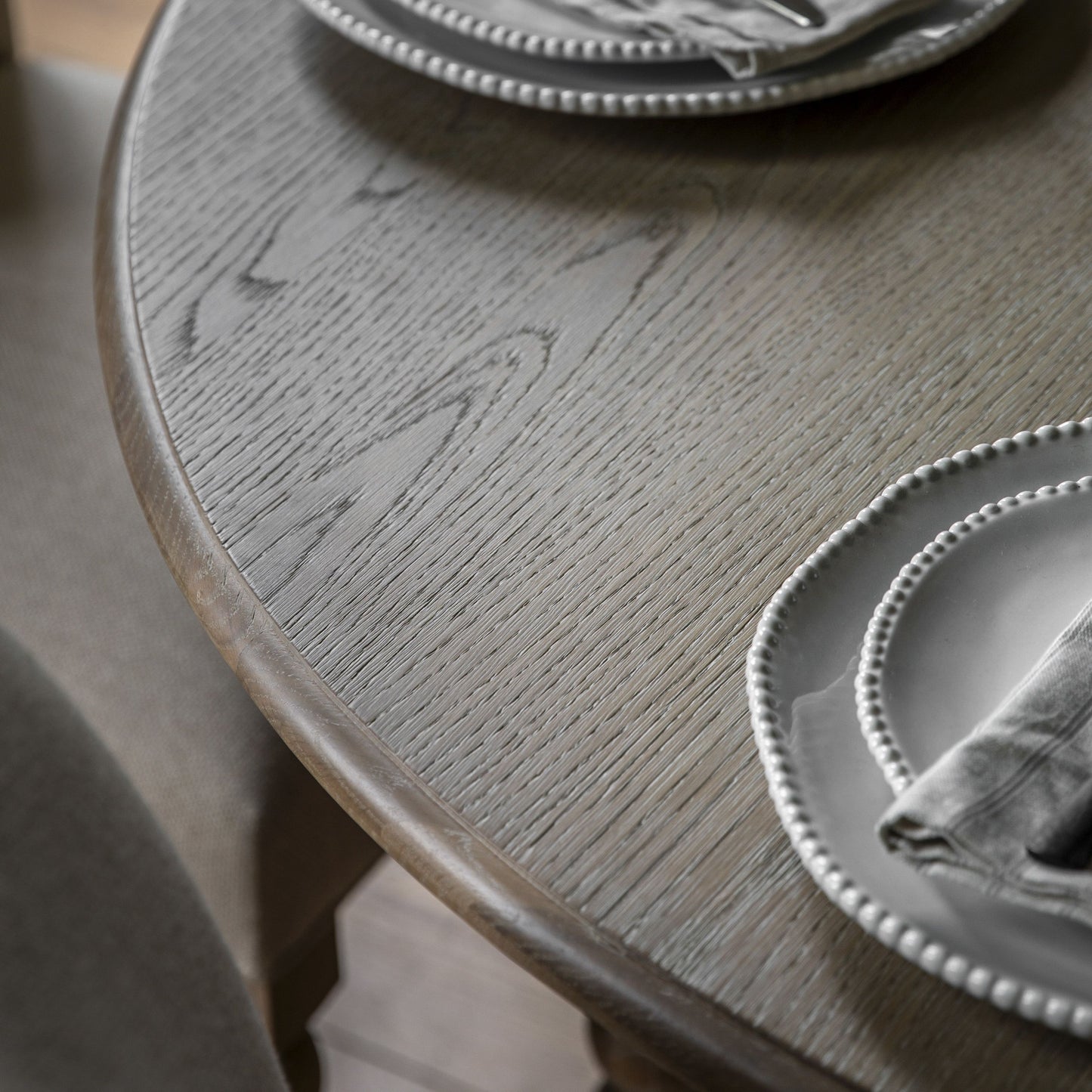 Round Dining Table with Bobbin Detail