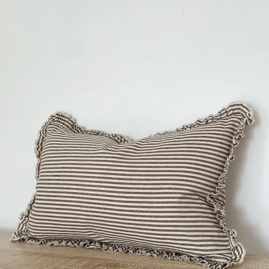 Celine Brown Striped Cushion Cover (50x30cm)