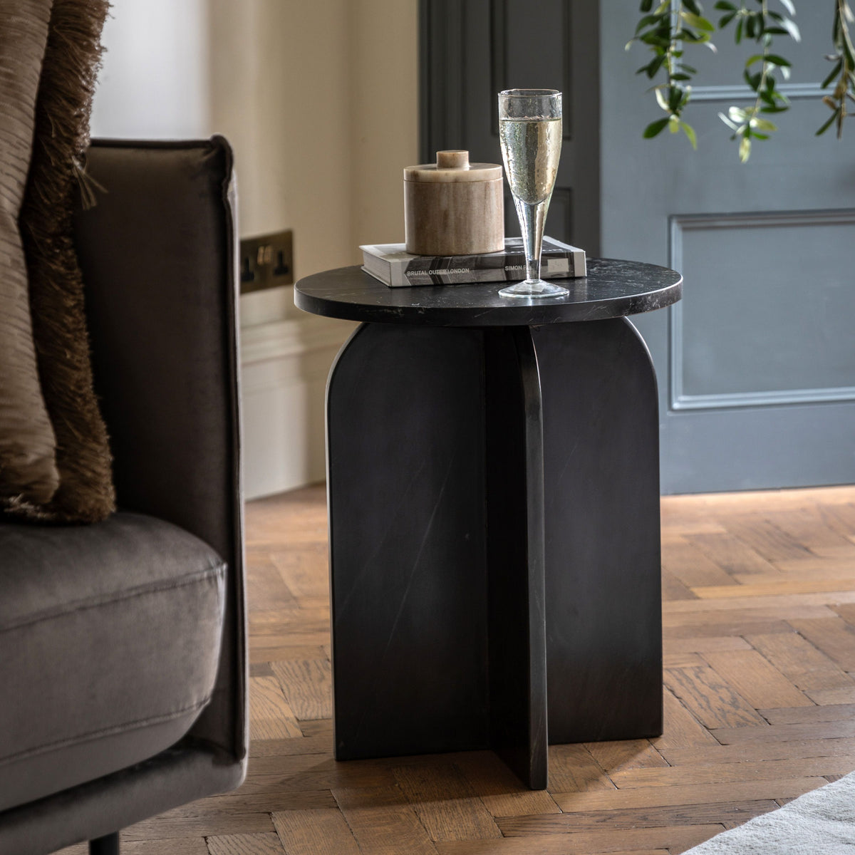Farini Marble Side Table (Black)